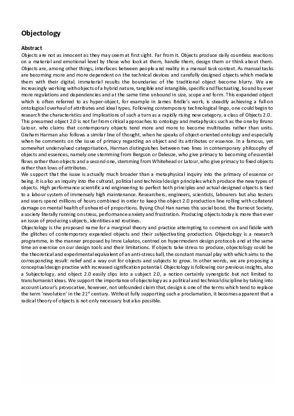 (PDF) Objectology abstract and full paper John Dimopoulos Academia.edu