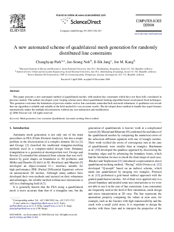 (PDF) A new automated scheme of quadrilateral mesh generation for ...