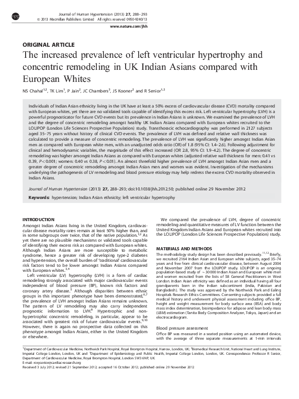 (PDF) The increased prevalence of left ventricular hypertrophy and ...