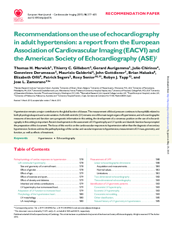(PDF) Recommendations on the use of echocardiography in adult ...