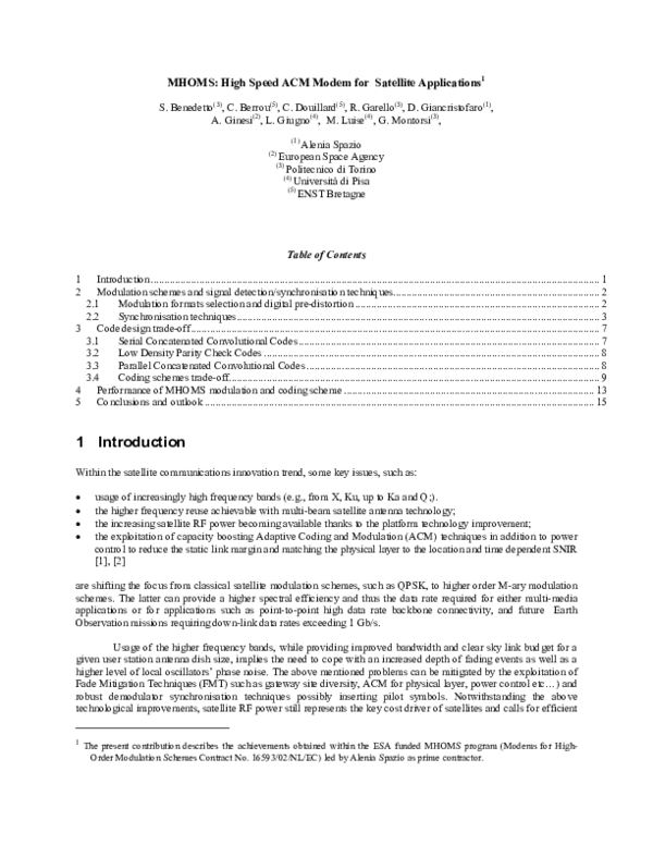 (PDF) MHOMS: High-Speed ACM Modem for Satellite Applications