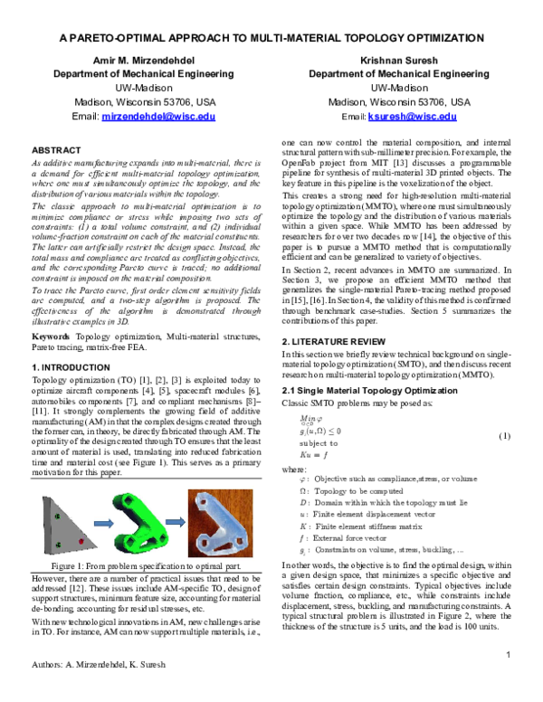 (PDF) A Pareto-Optimal Approach to Multimaterial Topology Optimization