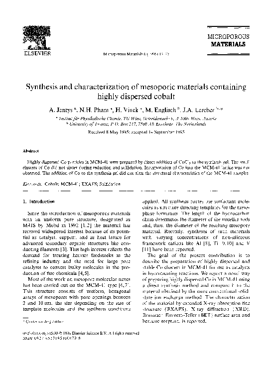 (PDF) Synthesis and characterization of mesoporic materials containing ...