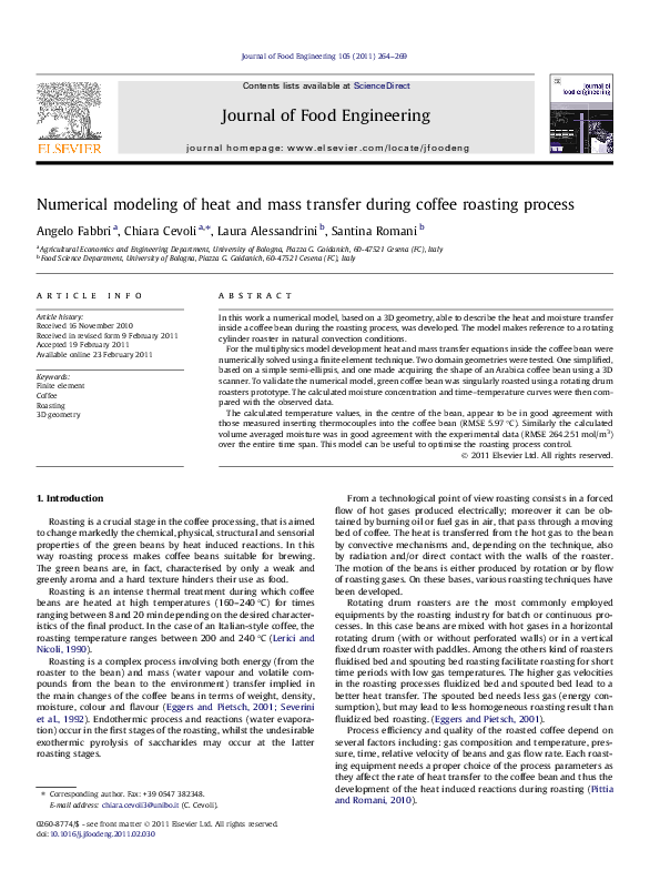 (PDF) Numerical modeling of heat and mass transfer during coffee ...