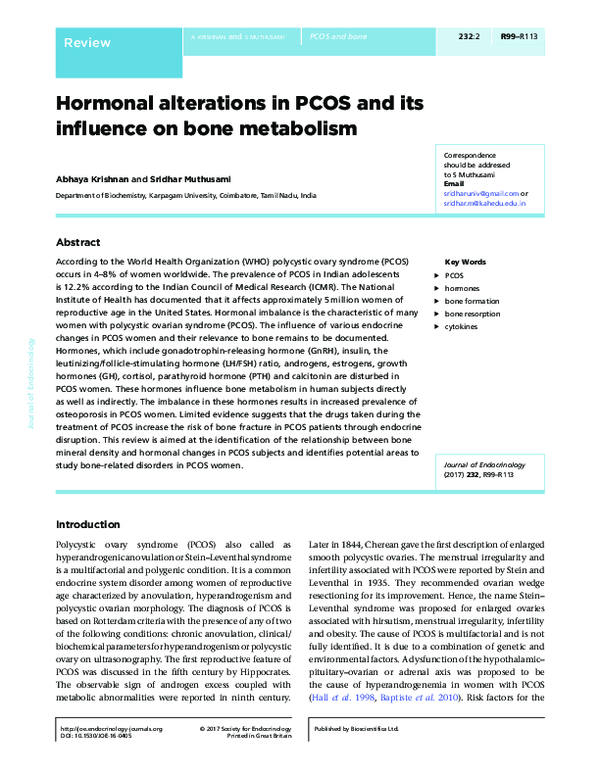 (PDF) Hormonal alterations in PCOS and its influence on bone metabolism