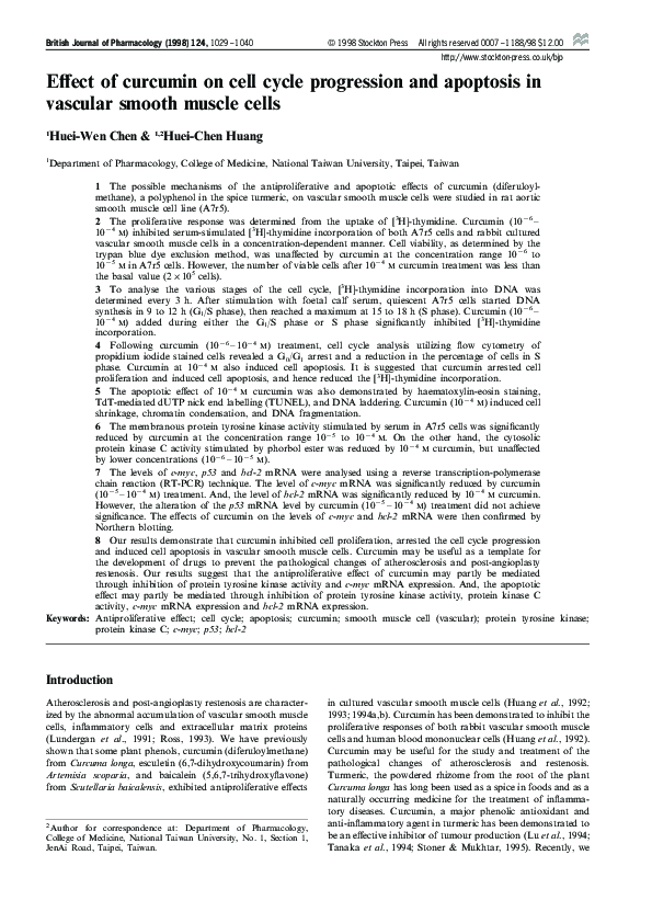 (PDF) Effect of curcumin on cell cycle progression and apoptosis in ...