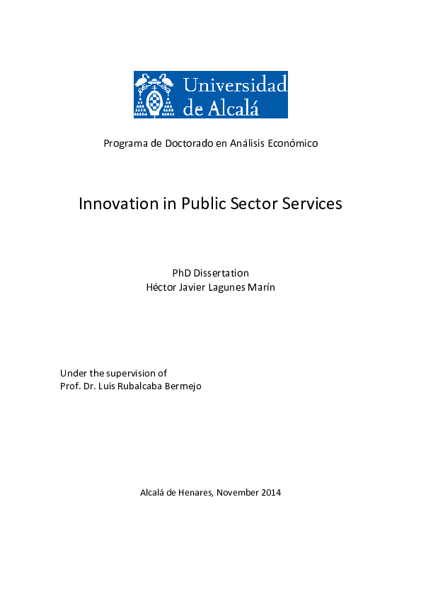 (PDF) Innovation in Public Sector Services