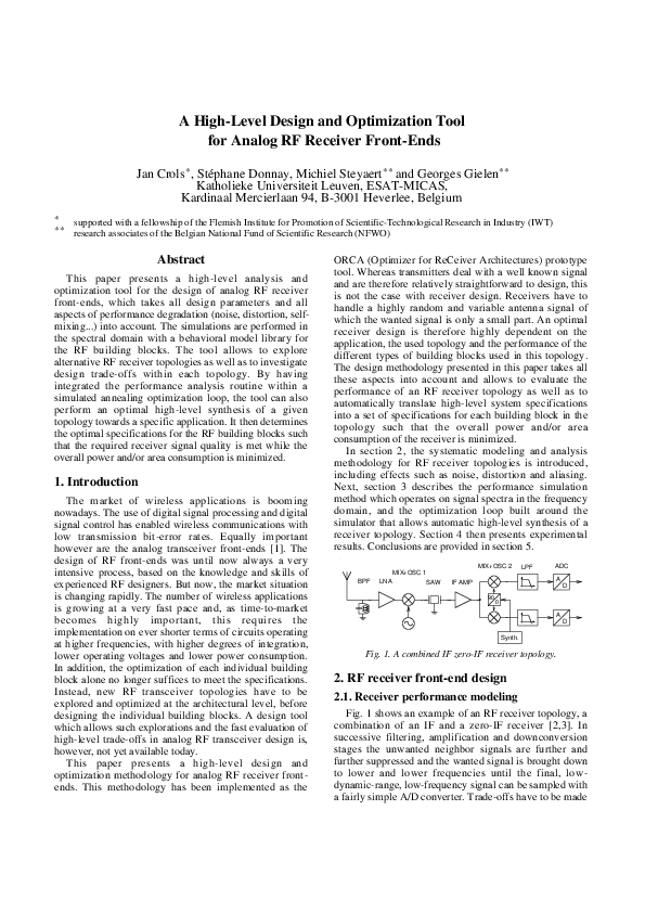 (PDF) A high-level design and optimization tool for analog RF receiver ...