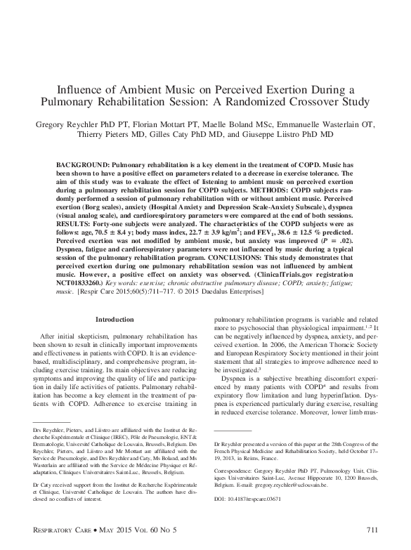 (PDF) Influence of Ambient Music on Perceived Exertion During a ...