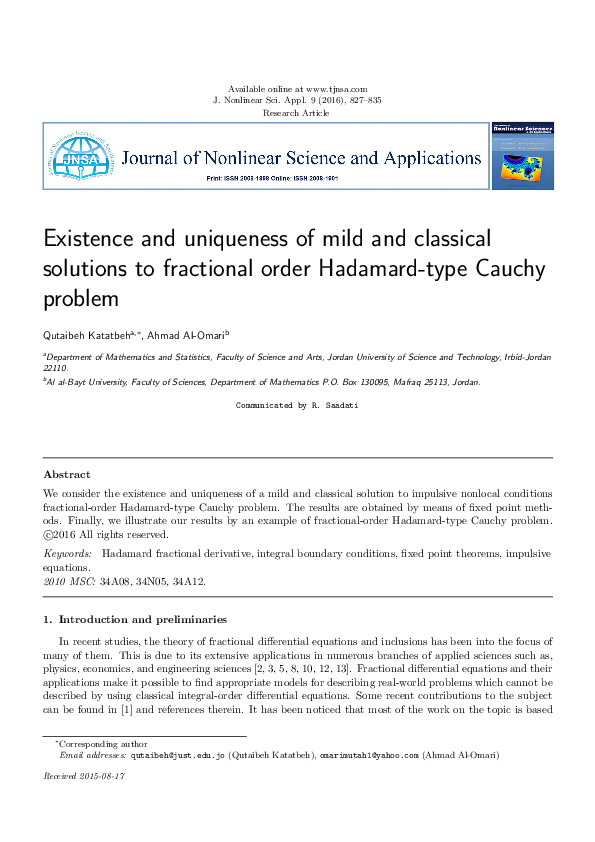 (PDF) Existence and uniqueness of mild and classical solutions to ...
