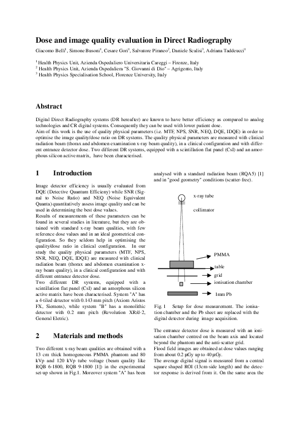 (PDF) Dose and image quality evaluation in Direct Radiography