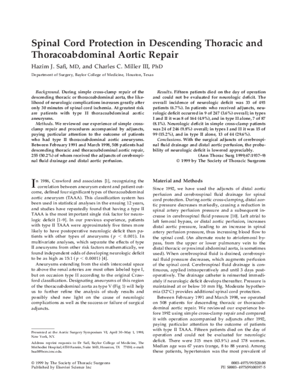 (PDF) Spinal cord protection in descending thoracic and