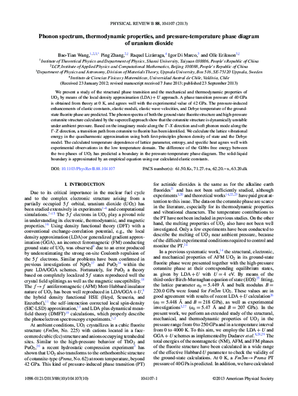 (PDF) Phonon spectrum, thermodynamic properties, and pressure