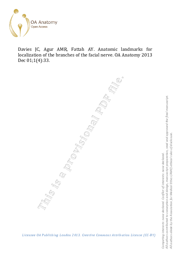 (PDF) Anatomic landmarks for localization of the branches of the facial ...