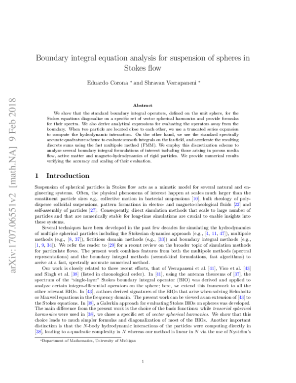 (PDF) Boundary integral equation analysis for suspension of spheres in ...
