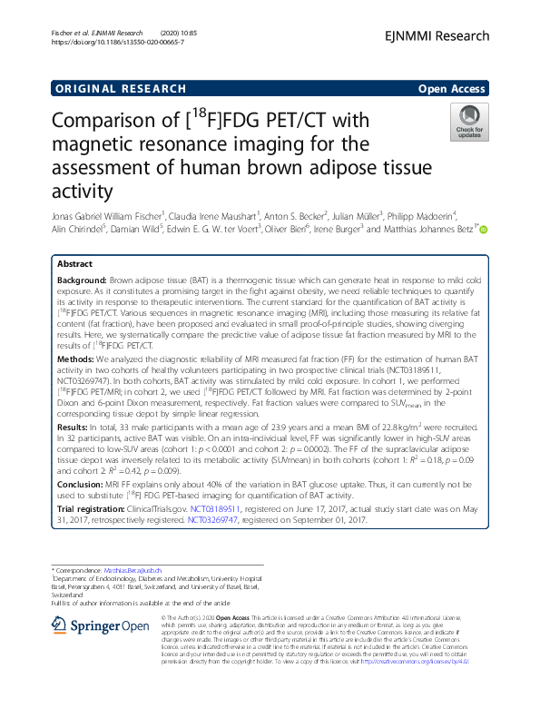 (PDF) Comparison of [18F]FDG PET/CT with magnetic resonance imaging for ...
