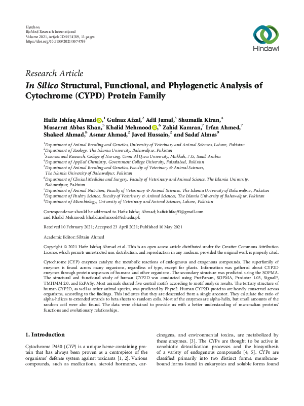 (PDF) In Silico Structural, Functional, and Phylogenetic Analysis of ...