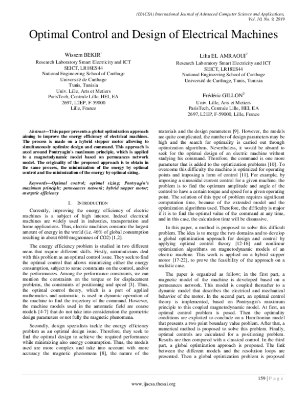 (PDF) Optimal Control and Design of Electrical Machines