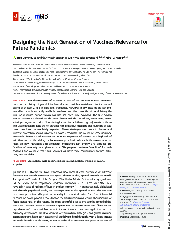 (PDF) Designing the Next Generation of Vaccines: Relevance for Future ...