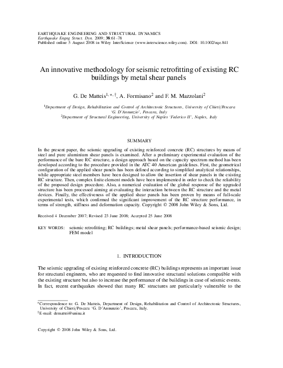 (PDF) An innovative methodology for seismic retrofitting of existing RC ...