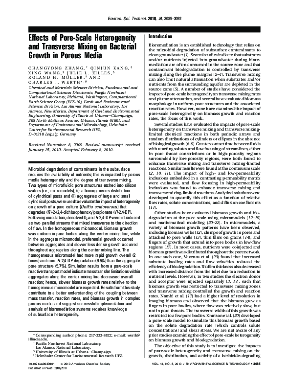 (PDF) Effects of Pore-Scale Heterogeneity and Transverse Mixing on ...