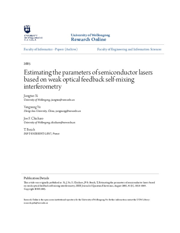 (PDF) Estimating the parameters of semiconductor lasers based on weak ...