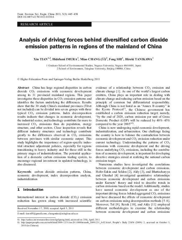 (PDF) Analysis of driving forces behind diversified carbon dioxide ...
