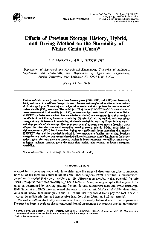 (PDF) Effects of previous storage history, hybrid, and drying method on ...