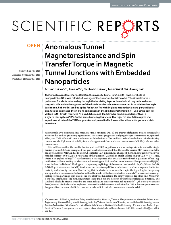 (PDF) SpinPolarized Current in Spin Valves and Tunnel