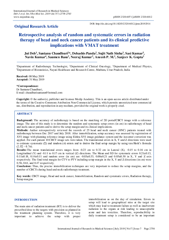 (PDF) Retrospective analysis of random and systematic errors in ...