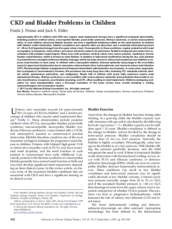 (PDF) CKD and Bladder Problems in Children