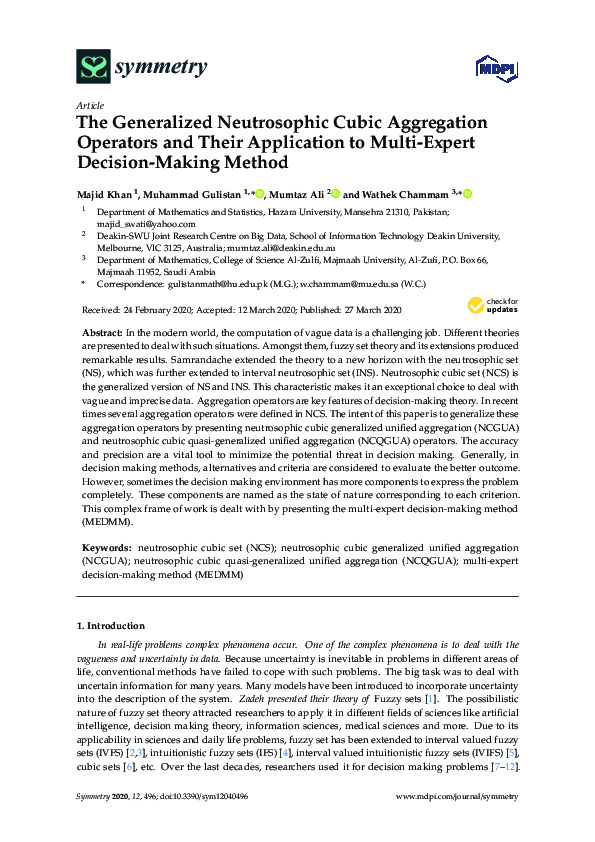 (PDF) The Generalized Neutrosophic Cubic Aggregation Operators and ...