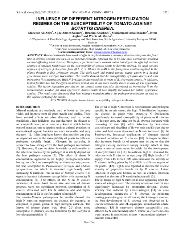 (PDF) Influence of Different Nitrogen Fertilization Regimes on the ...