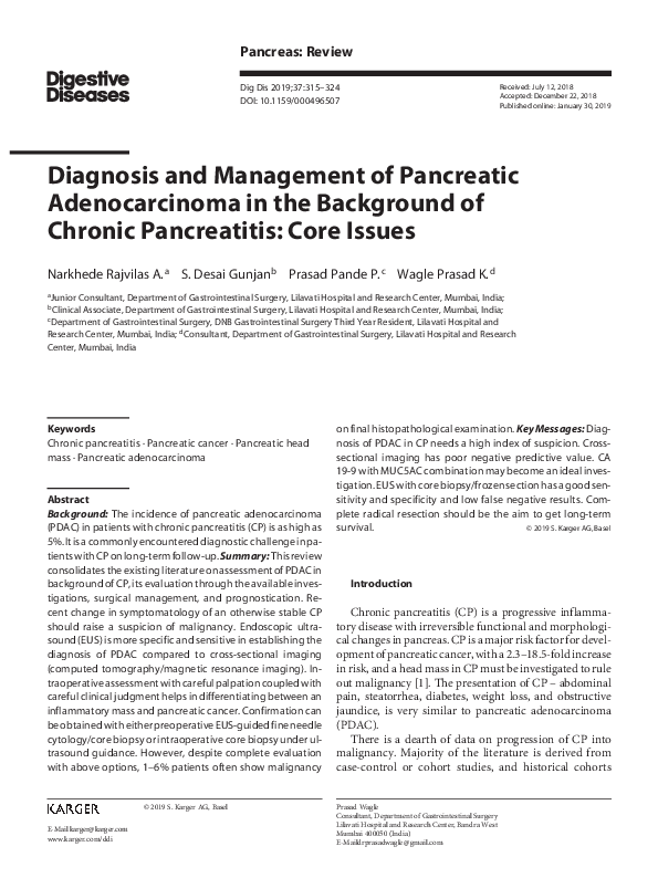 (PDF) Diagnosis and Management of Pancreatic Adenocarcinoma in the ...
