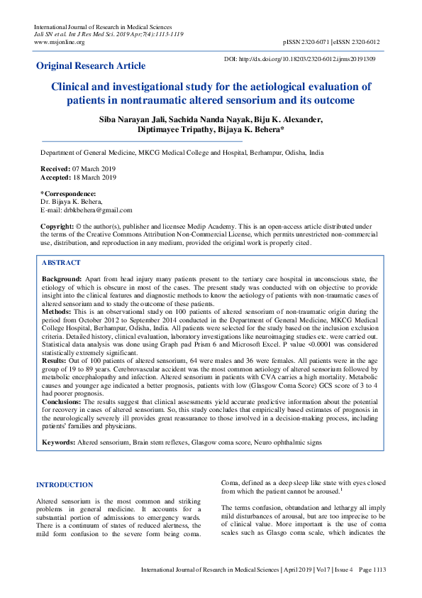 (PDF) Clinical and investigational study for the aetiological ...