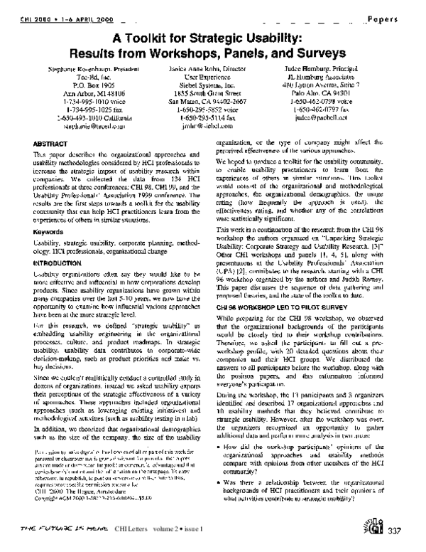 (PDF) A toolkit for strategic usability | Janice Rohn - Academia.edu