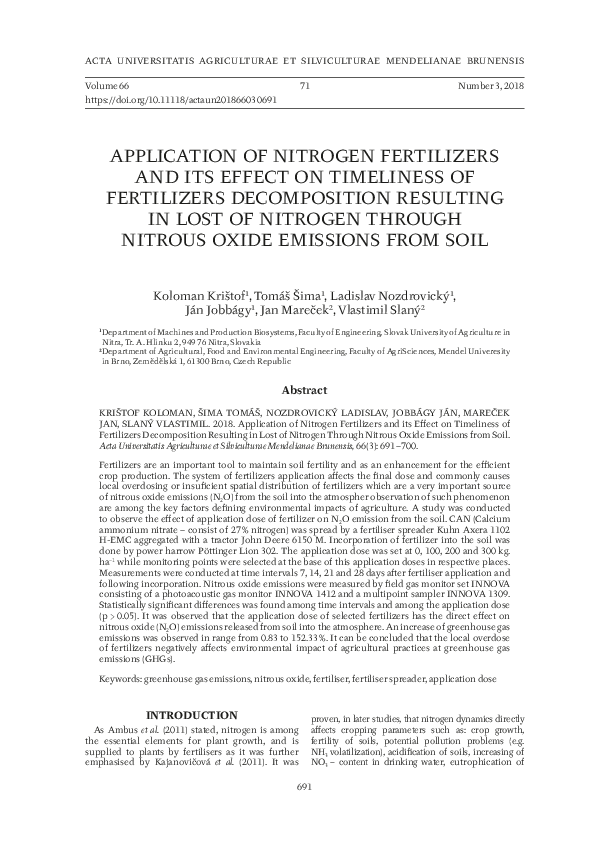 (PDF) Application of Nitrogen Fertilizers and Its Effect on Timeliness ...