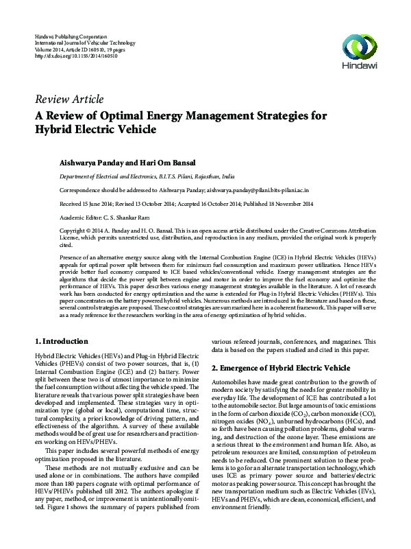 (PDF) A Review of Optimal Energy Management Strategies for Hybrid ...