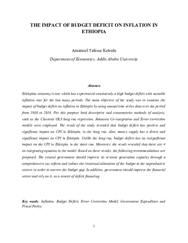 (DOC) THE IMPACT OF BUDGET DEFICIT ON INFLATION IN ETHIOPIA