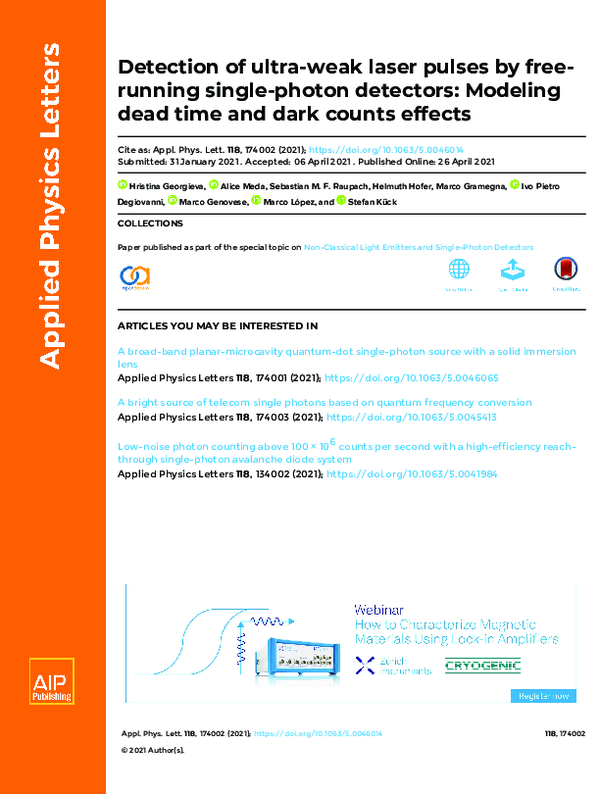 (PDF) Detection of ultra-weak laser pulses by free-running single ...