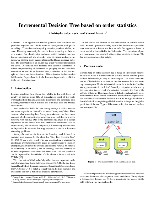 (PDF) Incremental decision tree based on order statistics