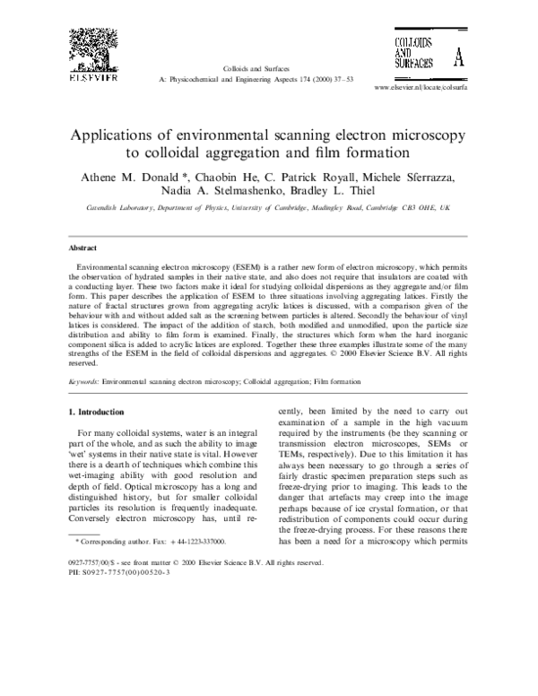 (PDF) Applications of environmental scanning electron microscopy to ...