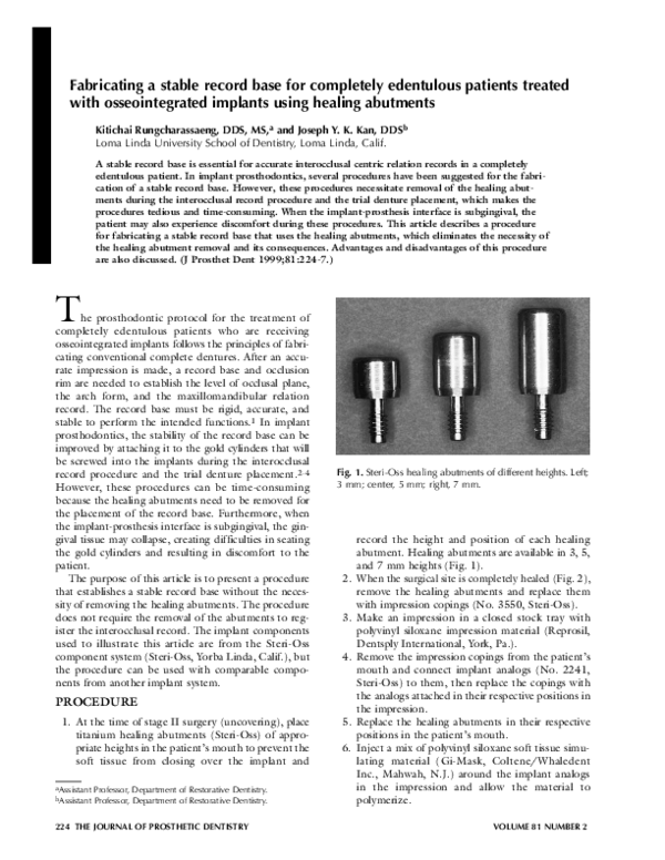 (PDF) Fabricating a stable record base for completely edentulous ...
