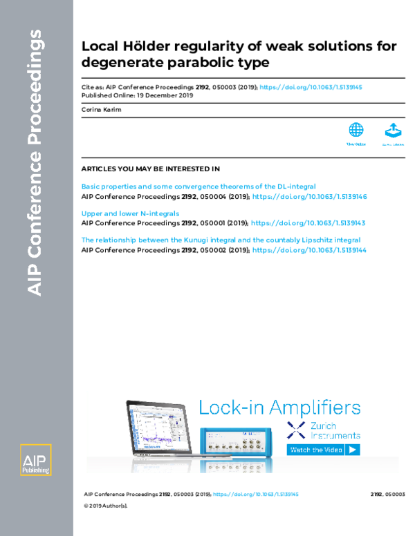 (PDF) Local Hölder regularity of weak solutions for degenerate ...