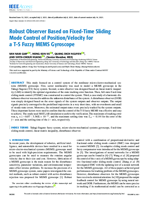 (PDF) Robust Observer Based on Fixed-Time Sliding Mode Control of ...