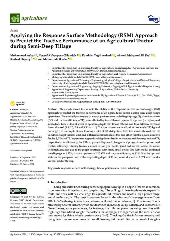 (PDF) Applying the Response Surface Methodology (RSM) Approach to ...
