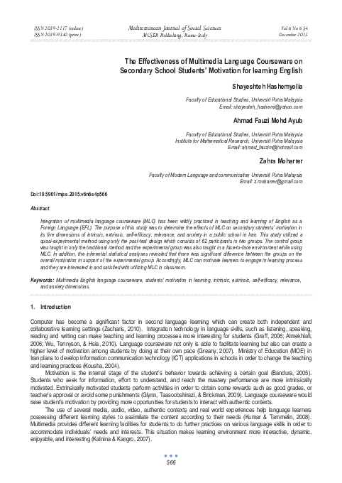 (PDF) The Effectiveness of Multimedia Language Courseware on Secondary ...