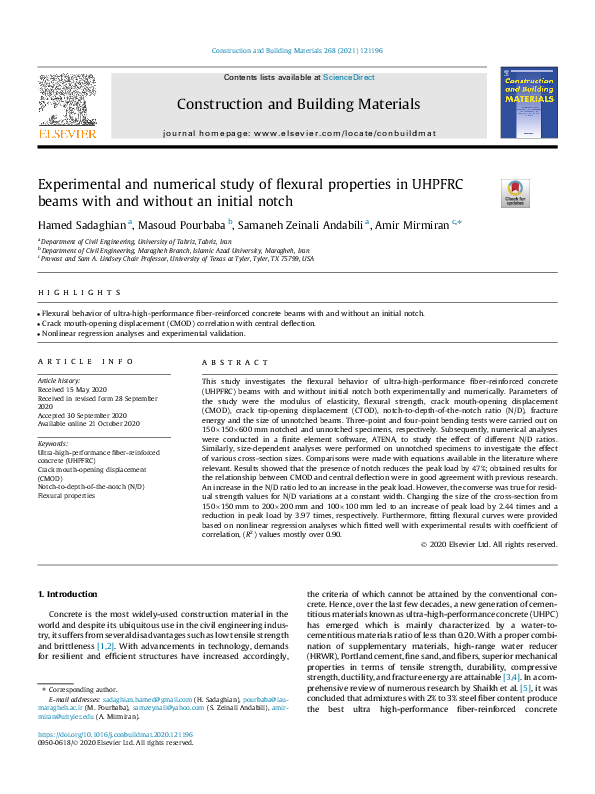 (PDF) Experimental and numerical study of flexural properties in UHPFRC ...