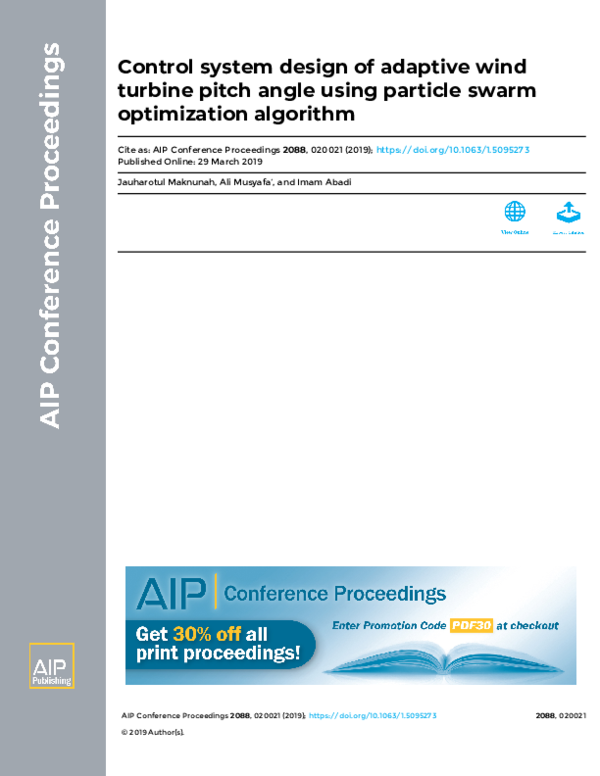 (PDF) Control system design of adaptive wind turbine pitch angle using ...