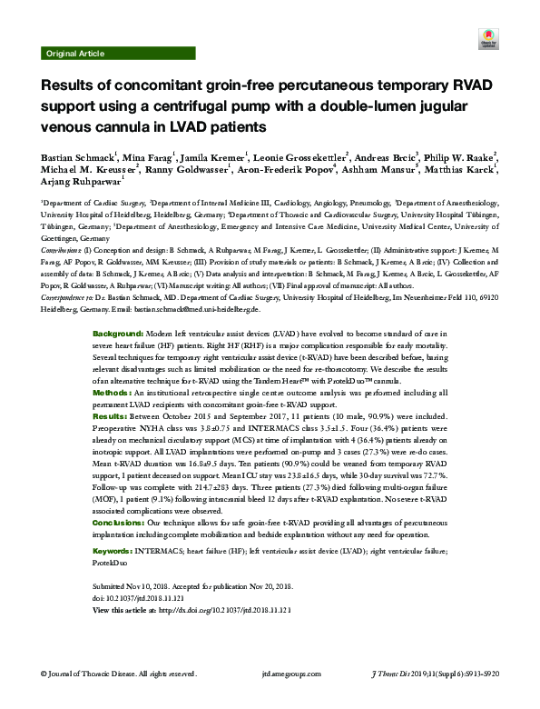 (PDF) Results of concomitant groin-free percutaneous temporary RVAD ...